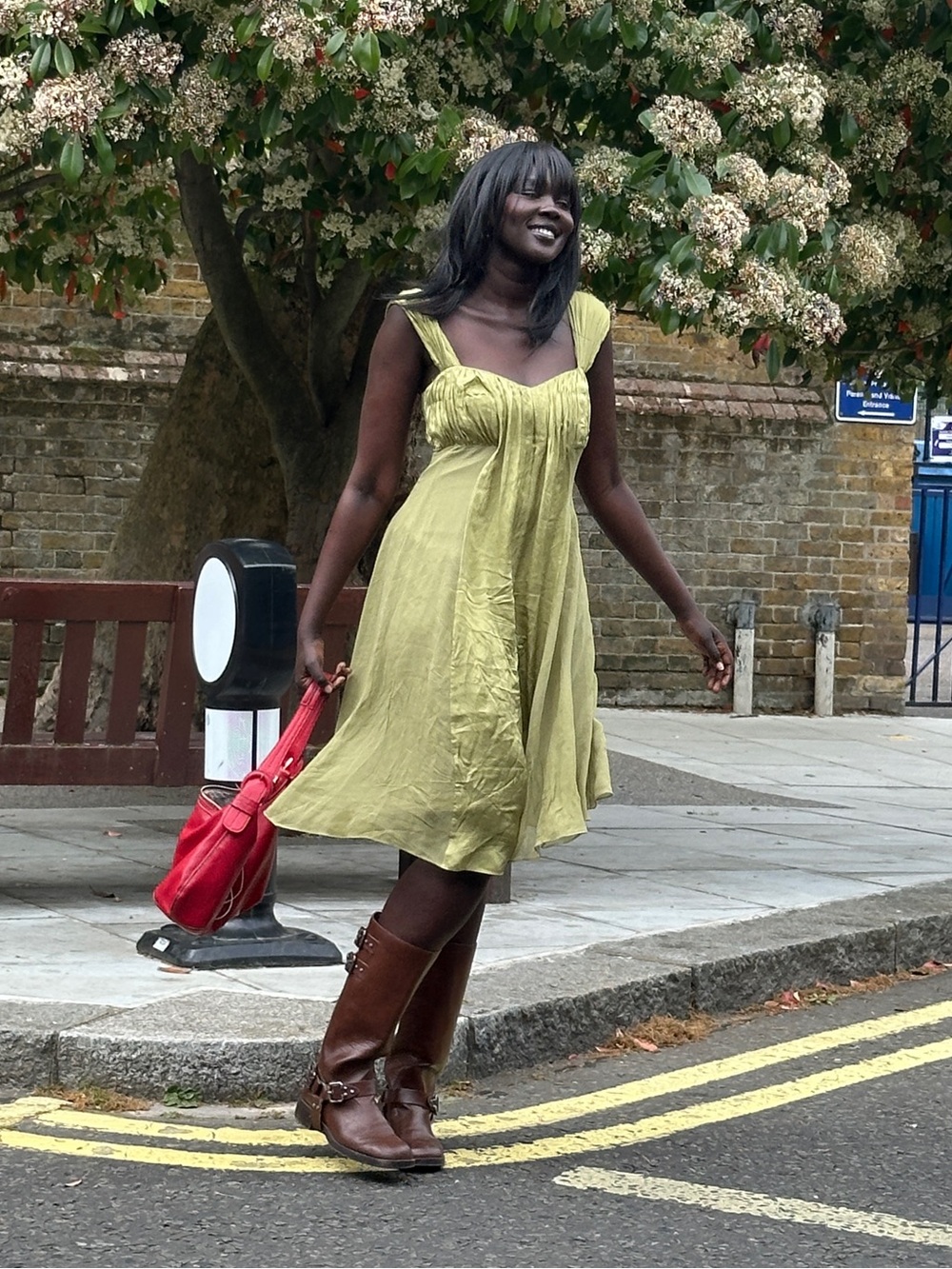 Olive Green vintage  Y2K Summer Dress
